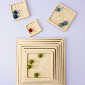 Counting Trays Wooden Montessori Toys Educational Toys Learn Numbers Waldorf Number Pyramid Children&#39;s Game