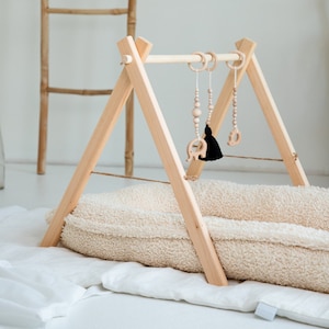 Montessori Baby Gym Fitness with Sensory Hanging Toys from Natural Ecological Wood