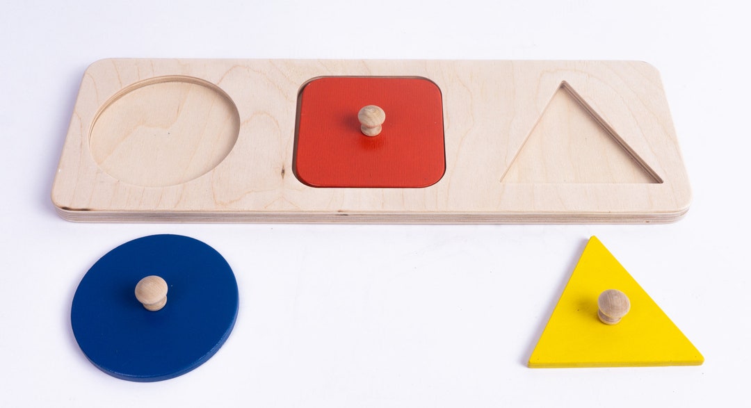Montessori Wood Puzzle Peg Board Geometric Shape Match Baby Educational ...