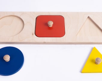 Montessori Wood Puzzle Peg Board Geometric Shape Match Baby Educational Toy