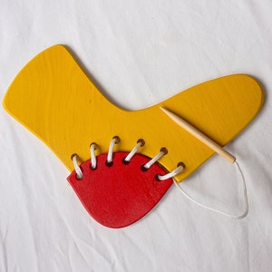 Wooden Socks lacing toy | Threading wood toy for toddler | Montessori 1st sewing toy