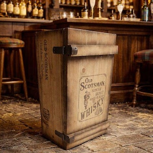 Frachtkiste / Barschrank Barkiste SCOTSMAN Schottland Highland Whisky Minibar Holz EP-164
