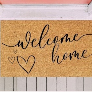 Welcome Home Doormat, Good Vibes Doormat, Outdoor Welcome Mat, Custom Personalized Door Mat, Good Vibes Only,  Spiritual Decor, Hearts