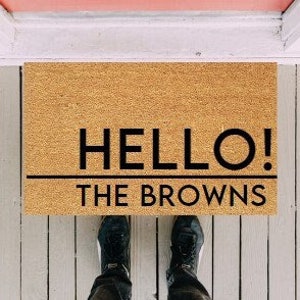 Custom Doormat, Hello Doormat,  Personalised Doormat, Welcome Doormat, Last Name Mat, Front Door Mat, Porch Decor, Coir Doormat, Hand-Made