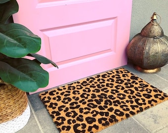Leopardmönstrad dörrmatta, Leopardmönstrad dörrmatta, Leopardmönster, Välkomstmatta, Rolig dörrmatta, Snygg dörrmatta, Dörrmatta, Leopard, Djurtryck, Anpassad matta