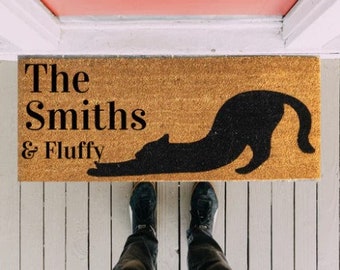 Cat Doormat, Custom Cat Doormat, Housewarming Gift, New Home Gift, Welcome Mat, Funny Cat Gifts, Cat Lover Gift, Outdoor Doormat, Black Cat