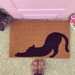 Cat Doormat, Coir Doormat, Housewarming Gift, New Home Gift, Welcome Mat, Funny Cat Gifts, Cat Lover Gift, Outdoor Doormat, Black Cat