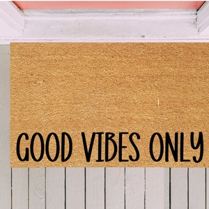 Good Vibes Deurmat, Outdoor Welkom Mat, Aangepaste Deurmat, Alleen Good Vibes, Spiritueel Decor, Boze Oog, Hamsa, Vibe Check, Grappige Deurmat