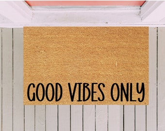 Good Vibes Doormat, Outdoor Welcome Mat, Custom Door Mat, Good Vibes Only, Spiritual Decor, Evil Eye, Hamsa, Vibe Check, Funny Doormat