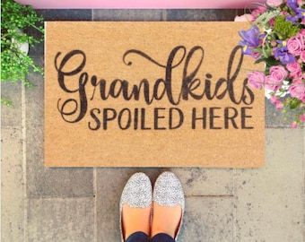 Grandkids Spoiled Here, Funny Doormat, Cute Doormat, Mothers Day, Front Door Mat, Custom Doormat, Gift Fior Grandparents, Mothers Day Gift