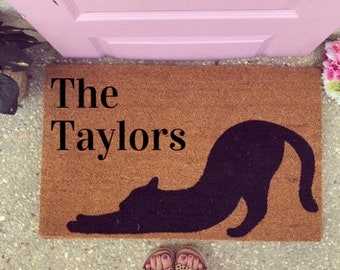 Cat Doormat, Custom Cat Doormat, Housewarming Gift, New Home Gift, Welcome Mat, Funny Cat Gifts, Cat Lover Gift, Outdoor Doormat, Black Cat