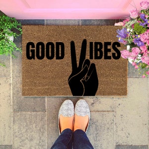Good Vibes-deurmat. Evil Eye Deurmat, | Bescherm uw energiedeurmat, huisbescherming, geluksbrenger, alleen positieve vibraties, Boho deurmat, mat