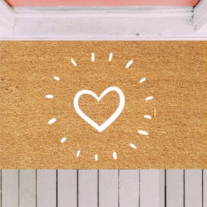 White Heart Doormat, Front Door Mat, Custom Doormat, Entry Decor, Housewarming Gift, Large Doormat, Engagement Gift, Wedding Gift, Doormat