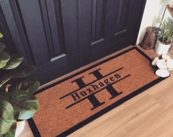 Initial & Text Custom Doormat,  Personalised Doormat, Personalized Doormats With Name, Last Name Mat, Housewarming Gift, Family Doormat