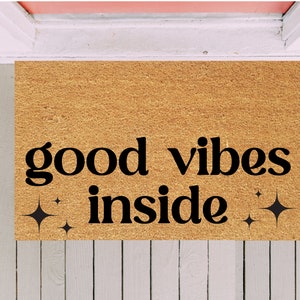 Good Vibes Doormat, Outdoor Welcome Mat, Custom Door Mat, Good Vibes Only, Spiritual Decor, Evil Eye, Hamsa, Vibe Check, Funny Doormat