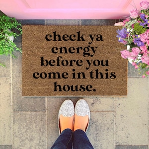Check Ya Energy Deurmat. Good Vibes Deurmat, Outdoor Welcome Mat, Custom Personalised Door Mat, Good Vibes Only, Spiritual Decor, Evil Eye