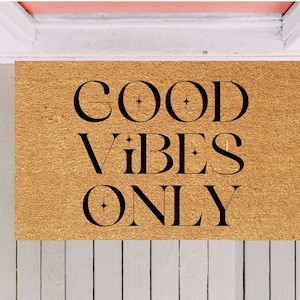 Good Vibes Doormat, Outdoor Welcome Mat, Custom Door Mat, Good Vibes Only, Spiritual Decor, Evil Eye, Hamsa, Vibe Check, Funny Doormat