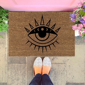 Evil Eye Deurmat, Good Vibes Deurmat, Godin, Home Protection, Lucky Charm, Positive Vibes Only, Boho Deurmat, Mat, Mystieke Decor, Heks