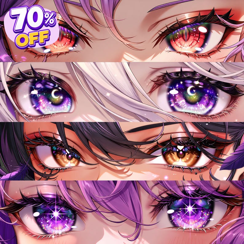 Custom anime eye banner featuring a beautiful sparkly eye design with colorful details and personalized character artwork. Custom eye banner for Twitter/X, YouTube, Twitch, and Discord profiles. High-quality digital anime illustration with unique colors and expressive eyes, perfect for anime lovers, VTubers, streamers, and content creators. Commercial use included.