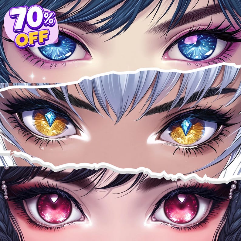 Custom anime eye banner featuring a beautiful sparkly eye design with colorful details and personalized character artwork. Custom eye banner for Twitter/X, YouTube, Twitch, and Discord profiles. High-quality digital anime illustration with unique colors and expressive eyes, perfect for anime lovers, VTubers, streamers, and content creators. Commercial use included.