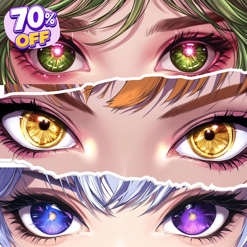 Custom anime eye banner featuring a beautiful sparkly eye design with colorful details and personalized character artwork. Custom eye banner for Twitter/X, YouTube, Twitch, and Discord profiles. High-quality digital anime illustration with unique colors and expressive eyes, perfect for anime lovers, VTubers, streamers, and content creators. Commercial use included.