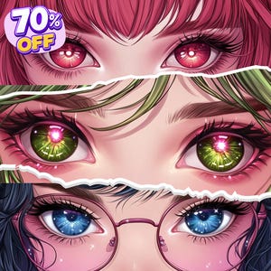 Custom anime eye banner featuring a beautiful sparkly eye design with colorful details and personalized character artwork. Custom eye banner for Twitter/X, YouTube, Twitch, and Discord profiles. High-quality digital anime illustration with unique colors and expressive eyes, perfect for anime lovers, VTubers, streamers, and content creators. Commercial use included.