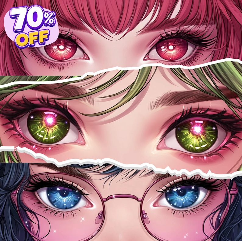 Custom anime eye banner featuring a beautiful sparkly eye design with colorful details and personalized character artwork. Custom eye banner for Twitter/X, YouTube, Twitch, and Discord profiles. High-quality digital anime illustration with unique colors and expressive eyes, perfect for anime lovers, VTubers, streamers, and content creators. Commercial use included.