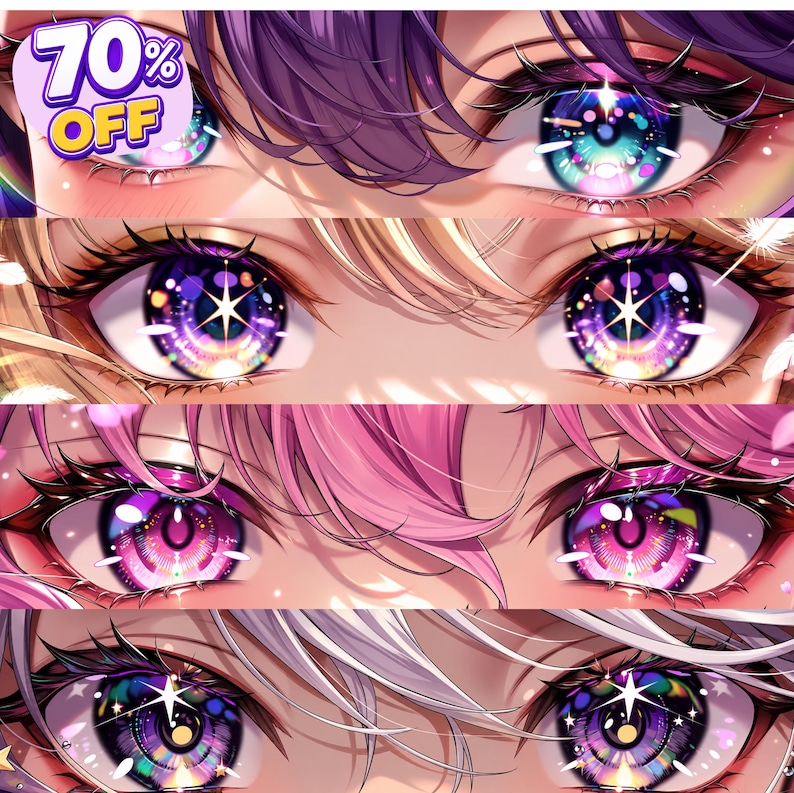 Custom anime eye banner featuring a beautiful sparkly eye design with colorful details and personalized character artwork. Custom eye banner for Twitter/X, YouTube, Twitch, and Discord profiles. High-quality digital anime illustration with unique colors and expressive eyes, perfect for anime lovers, VTubers, streamers, and content creators. Commercial use included.