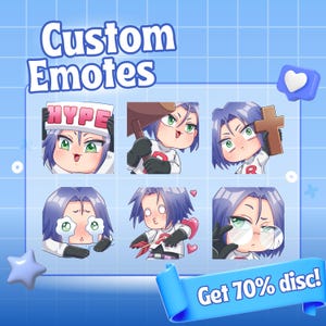 Custom Twitch Emotes Or Kick Emotes | Twitch Emote for streamer Twitch, Facebook, Discord | Cute Chibi anime style | Twitch Emotes, Anime