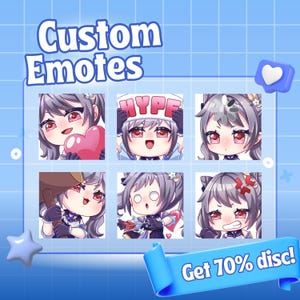 Custom Twitch Emotes Or Kick Emotes | Twitch Emote for streamer Twitch, Facebook, Discord | Cute Chibi anime style | Twitch Emotes, Anime