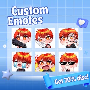 Custom Twitch Emotes Or Kick Emotes | Twitch Emote for streamer Twitch, Facebook, Discord | Cute Chibi anime style | Twitch Emotes, Anime
