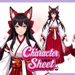 Custom Anime Character Sheet: DnD, Furry, Vtuber Art Commission
