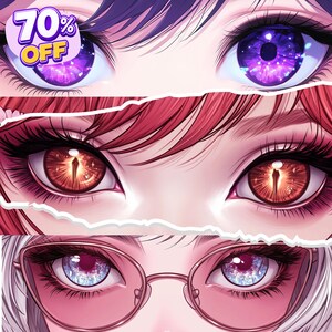 Custom anime eye banner featuring a beautiful sparkly eye design with colorful details and personalized character artwork. Custom eye banner for Twitter/X, YouTube, Twitch, and Discord profiles. High-quality digital anime illustration with unique colors and expressive eyes, perfect for anime lovers, VTubers, streamers, and content creators. Commercial use included.