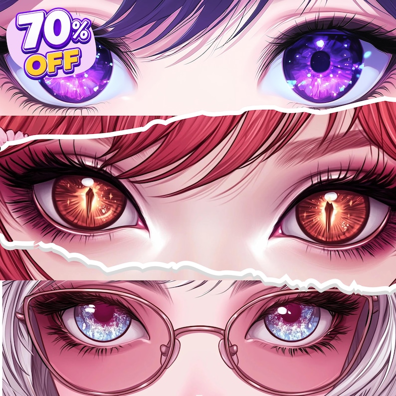 Custom anime eye banner featuring a beautiful sparkly eye design with colorful details and personalized character artwork. Custom eye banner for Twitter/X, YouTube, Twitch, and Discord profiles. High-quality digital anime illustration with unique colors and expressive eyes, perfect for anime lovers, VTubers, streamers, and content creators. Commercial use included.