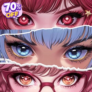 Custom anime eye banner featuring a beautiful sparkly eye design with colorful details and personalized character artwork. Custom eye banner for Twitter/X, YouTube, Twitch, and Discord profiles. High-quality digital anime illustration with unique colors and expressive eyes, perfect for anime lovers, VTubers, streamers, and content creators. Commercial use included.