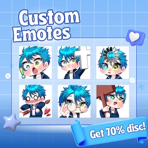 Custom Twitch Emotes Or Kick Emotes | Twitch Emote for streamer Twitch, Facebook, Discord | Cute Chibi anime style | Twitch Emotes, Anime