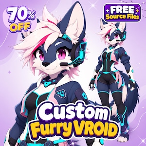 Custom Fursona 3D Model | Furry VRoid VTuber Avatar | VRChat & VTube Studio Ready
