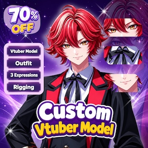 Op maat gemaakt VTuber-model in Live2D | Volledig gerigged anime-avatar | Man & vrouw | VTuber-assets