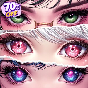 Custom anime eye banner featuring a beautiful sparkly eye design with colorful details and personalized character artwork. Custom eye banner for Twitter/X, YouTube, Twitch, and Discord profiles. High-quality digital anime illustration with unique colors and expressive eyes, perfect for anime lovers, VTubers, streamers, and content creators. Commercial use included.
