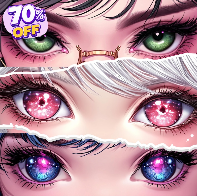 Custom anime eye banner featuring a beautiful sparkly eye design with colorful details and personalized character artwork. Custom eye banner for Twitter/X, YouTube, Twitch, and Discord profiles. High-quality digital anime illustration with unique colors and expressive eyes, perfect for anime lovers, VTubers, streamers, and content creators. Commercial use included.