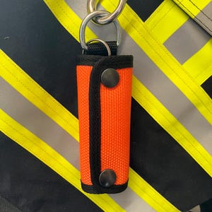 Key case made from fire hose in orange, fire brigade, Elfzwo, upcycling, fire hose, case, operational clothing, operational jacket
