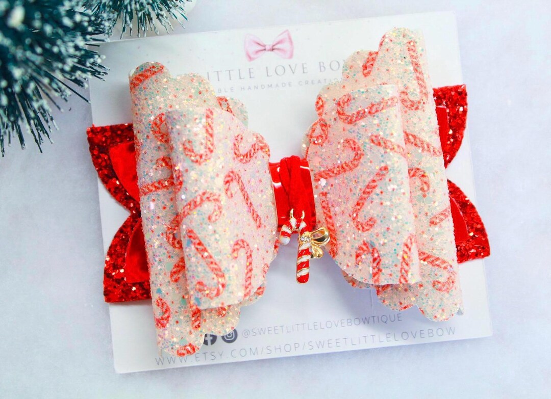 Candy Cane Christmas Hair Bow: Holiday Hair Clip - Etsy