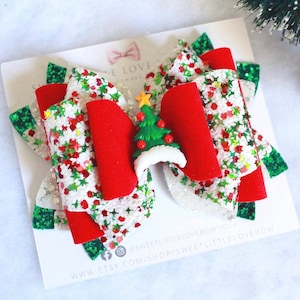 Weihnachtsbaum Haarschleife, Inspiriert Haarschleife, Urlaub Haarschleife, Glitzer Haarspange, Weihnachtsbaum Haarschleife, Geschenk