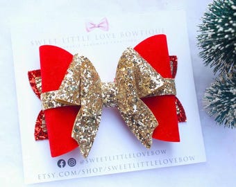 Christmas Party Santa Bow, Festive Hair Clip