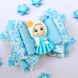 Elsa Hair Bow: Personalized Initial, Frozen Inspired