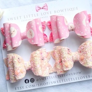 2.5 &quot;&quot;Rosa Weihnachten Glitter Set, Weihnachts Haarspangen, Baby und Kleinkind Haarspangen, Urlaub Schleife, Santa Schleife, Weihnachten Zöpfe.&quot;