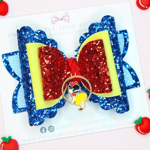 Snow White Hair Bow: Blue Glitter Princess Hair Clip