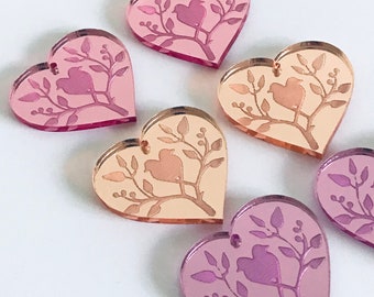 Mothers Day Earring Blank | Lovebirds | Statement Dangles | Findings | Lasercut | Jewellery making supplies | Pink | Rosegold