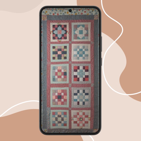 Cute Cozy Quilt Phone Wallpaper, Spring Phone Wallpaper, Cute Quilt, Quilt Phone Wallpaper, Cozy Spring Wallpaper, Pretty Quilt Background