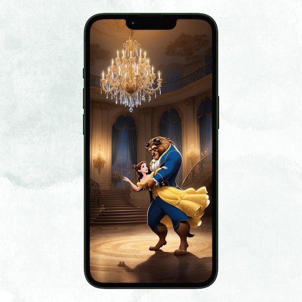 Cute Beauty and The Beast Phone Wallpaper, Beauty and The Beast, Fairy Tale Wallpaper, Cute Wallpaper